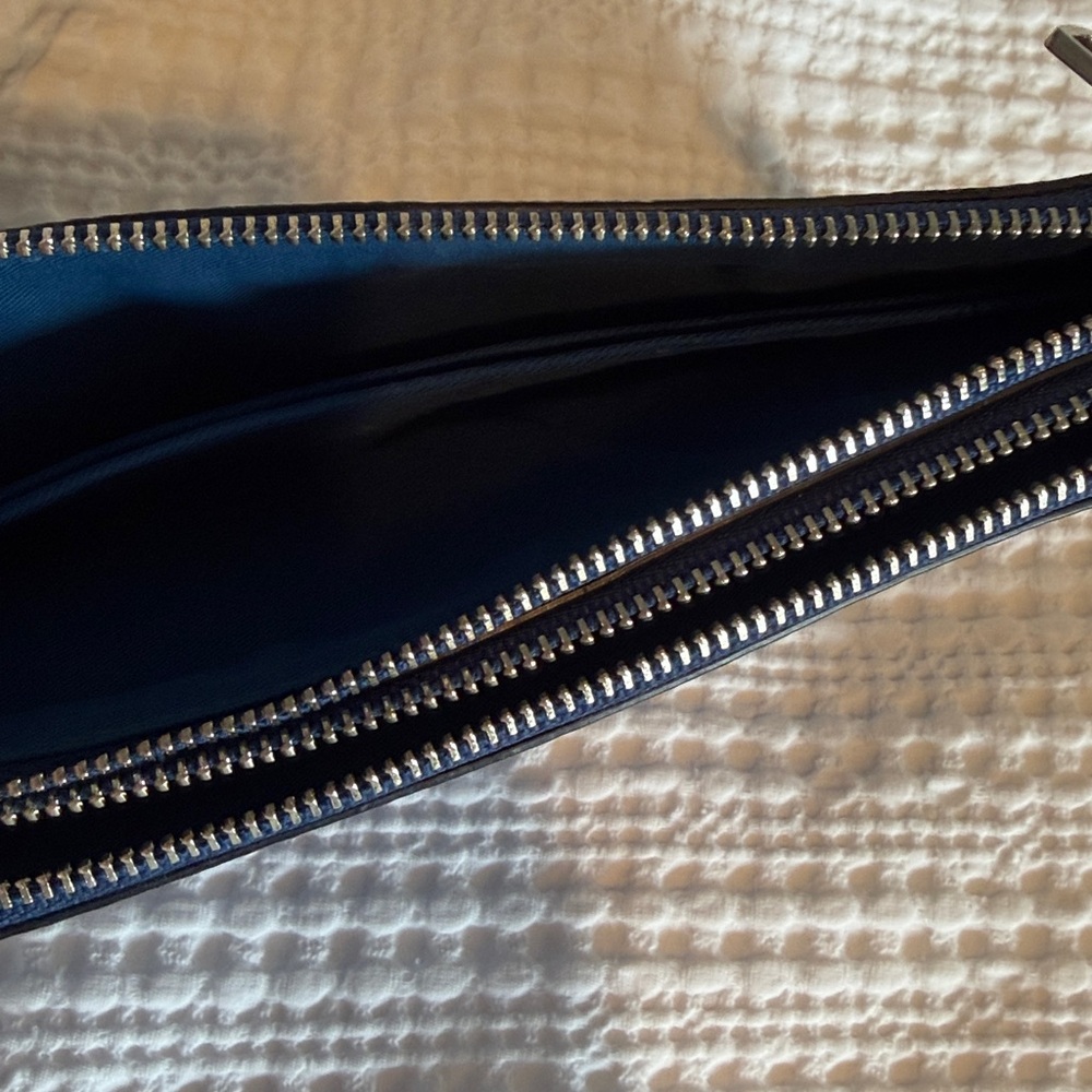 Coach Blue Double Zipper Leather Wristlet - Picture 5 of 7